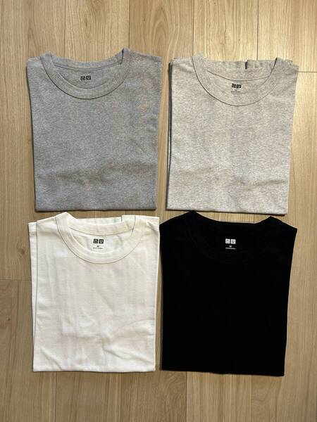 UNIQLO ユニクロ U クルーネックTシャツ 4枚セット サイズM ブラック ホワイト グレー系