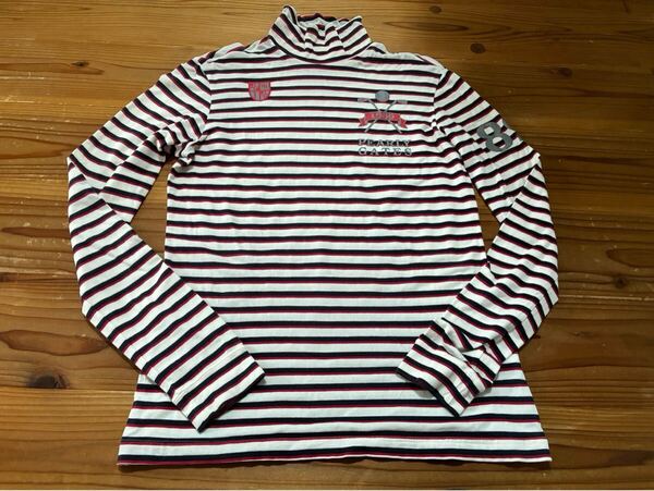 送料込み!! PEARY GATES ハイネック 長袖 Tシャツ ボーダー 2サイズ 160−168 パーリーゲイツ GOLF ゴルフウェアー