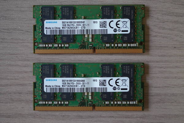 Lenovo 純正 SAMSUNG サムスン DDR4 16GB 2RX8 PC4-2666V-SE1-11 2枚 合計 32GB ノートPC 小型デスクトップ パソコン メモリ Tiny
