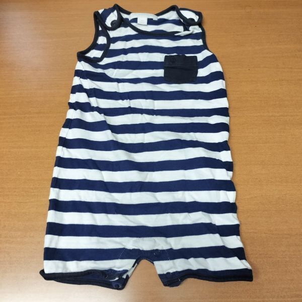 バーバリー BURBERRY CHILDREN★美品 ロンパース 12M 80cm 紺×白ボーダー カバーオール ベビー/子供服 赤ちゃん ◇kc2