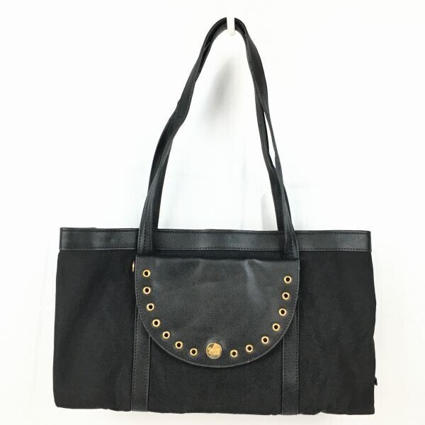 SEE BY CHLOE/シーバイクロエ 2way! トートバッグ 黒 無地 スタッズ 折り返しで大きさ変更可 管NO.WB1-36