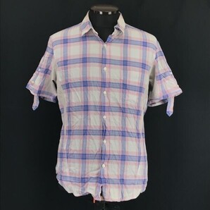 PPFM★薄手生地 チェック柄半袖シャツ【Mens size -L/ピンク×ブルー/Pink】Tops/Shirts/ペイントプレイス◆BH64