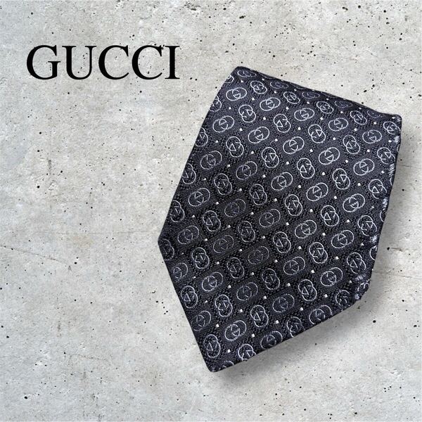 ★正規品★GUCCI グッチ GG柄 シルク シルクタイ ネクタイ メンズ ブラック イタリア製 ブランド ビジネス 結婚式 フォーマル ITALY SILK