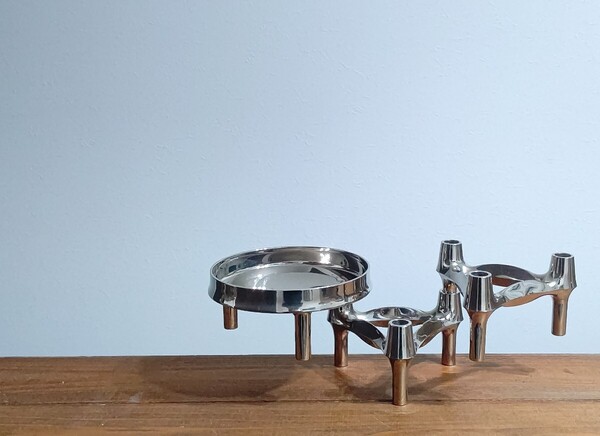 Stoff Quist キャンドルホルダー 2ピーストレイ付 ストッフ ナゲル キャンドルスタンド インテリア オブジェ レトロ 中古 送料無料 即決