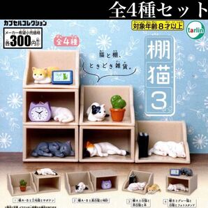 ■送料無料■ 棚猫3 全4種セット /ねこ/ネコ/にゃんこ/雑貨/置き物/積み重ね/ミニチュア/フィギュア/コレクション/ガチャ