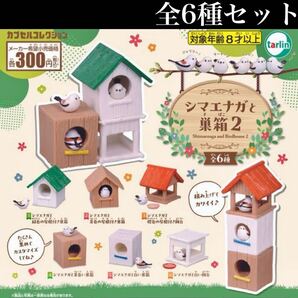 ■送料無料■ シマエナガと巣箱 2 全6種セット /野鳥/鳥/トリ/しまえなが/ミニチュア/フィギュア/コレクション/ガチャ