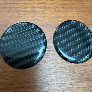 社外ステアリングホーン ボタン 39mm 無印本物カーボン樹脂カバー 丸型 黒2個入り