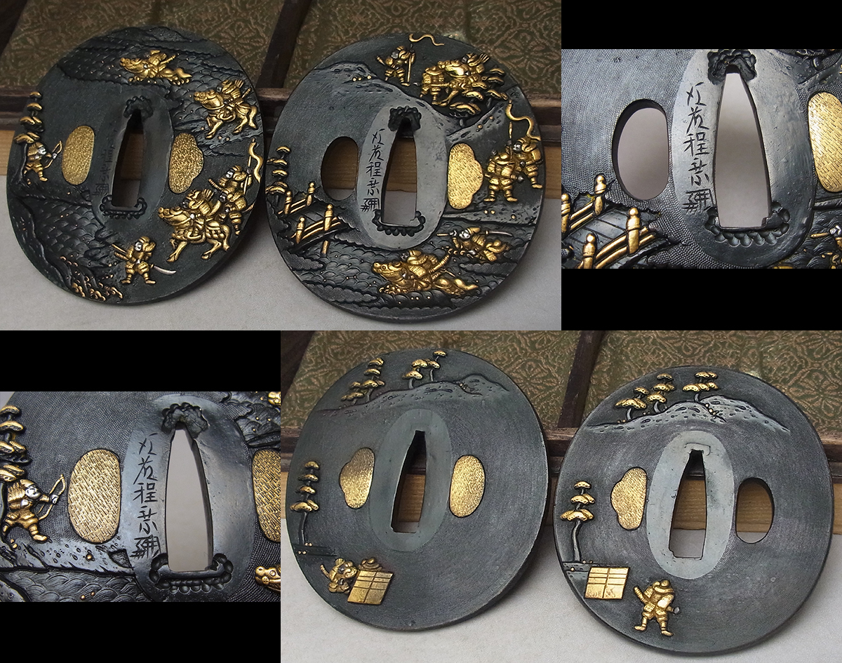 旧家蔵出し品 鍔 三点セット 別売り可能 時代物 刀装具 武具 旧家蔵出し品 鍔 三点セット 別売り可能 時代物 刀装具 武具