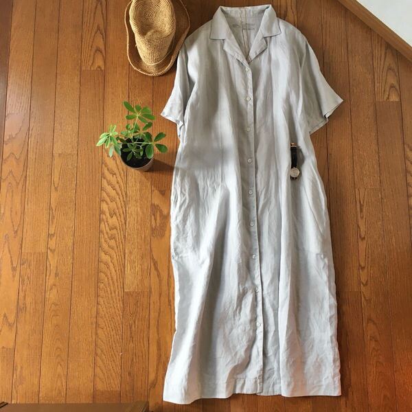 リネン100%*無印*ワンピース*麻*M〜Lサイズ*MUJI