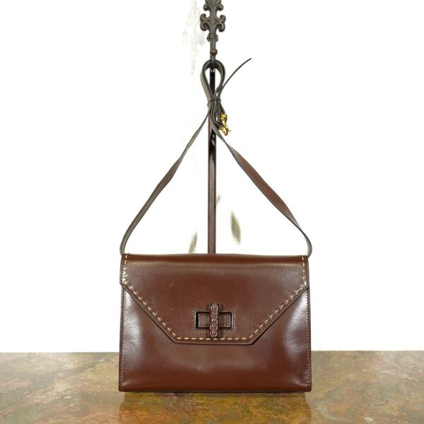 CELINE LOGO TURN LOCK DESIGN LEATHER SHOULDER BAG/セリーヌロゴターンロックデザインレザーショルダーバッグ