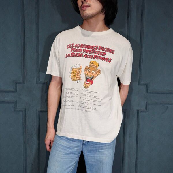 90's USA VINTAGE ZOOF BEER MAN PRINT DESIGN T SHIRT/90年代アメリカ古着ビールおじさんプリントデザインTシャツ