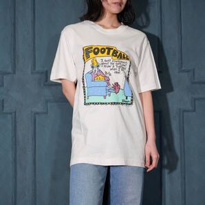 90's USA VINTAGE FOOT BALL PRINT DESIGN T SHIRT/90年代アメリカ古着プリントデザインTシャツ