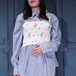 USA VINTAGE FLOWER PATTERNED GATHER DESIGN CAMISOLE/アメリカ古着お花柄ギャザーデザインキャミソール