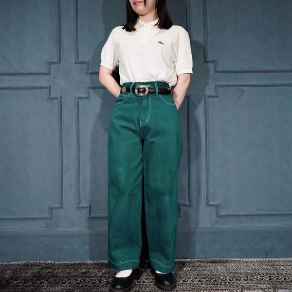 USA VINTAGE FIRE AND ICE GREEN COLOR DESIGN DENIM PANTS/アメリカ古着グリーンカラーデザインデニムパンツ