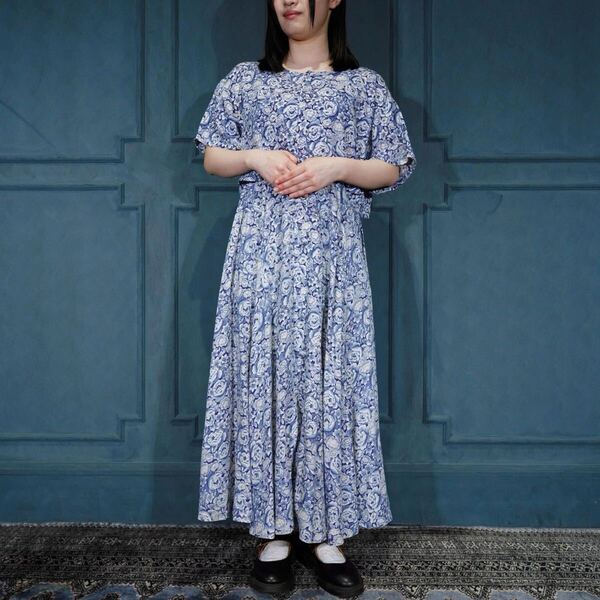 USA VINTAGE FLOWER PATTERNED SET UP SKIRT /アメリカ古着花柄スカートセットアップ