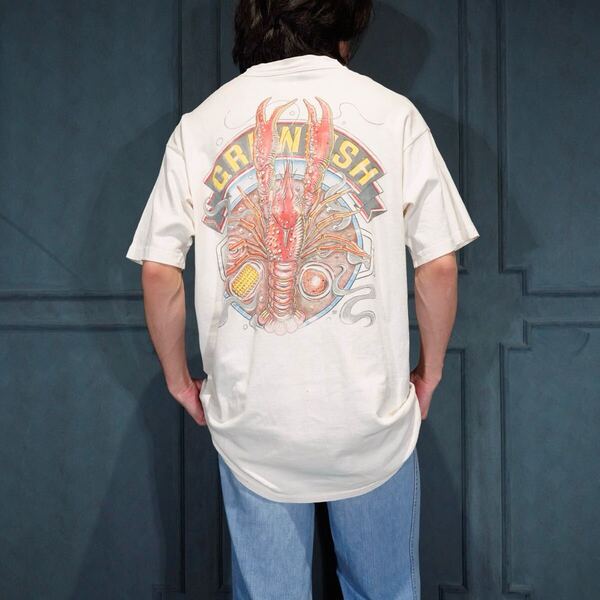 90's USA VINTAGE FLUIT OF THE ROOM LOUISIANA ROBSTER PRINT DESIGN T SHIRT/90年代アメリカ古着ロブスタープリントデザインTシャツ