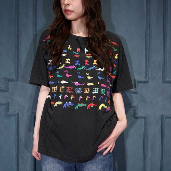 90's USA VINTAGE los manos HAND EMBROIDERY DESIGN T SHIRT MADE IN GUATEMALA/90年代アメリカ古着ハンド刺繍デザインTシャツ