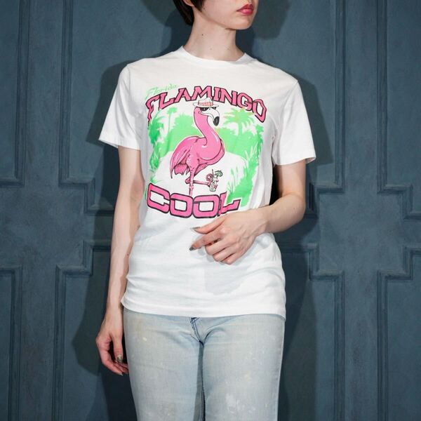 90's USA VINTAGE MY SHIRT IS MADE IN THE USA FRAMINGO COOL PRINT DESIGN T SHIRT アメリカ古着フラミンゴプリントデザインTシャツ