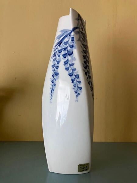 昭和レトロ 伝統工芸 手描き 高級陶器 花瓶茶道具 骨董品 無形文化財 花入 コレクション 花瓶 花器 フラワーベース 花生 染付