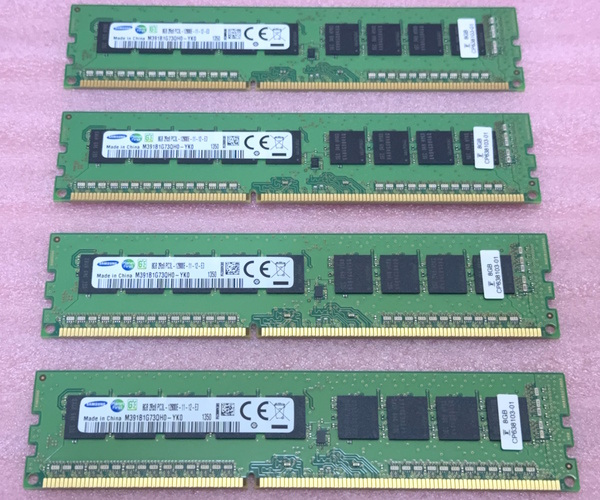 □Samsung M391B1G73QH0-YK0 4枚セット *PC3L-12800E/DDR3L-1600 ECC Unbuffered 240Pin DDR3 UDIMM 32GB(8GB x4) 動作品
