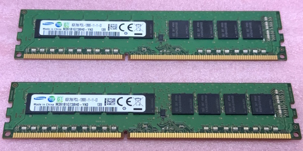 ◎Samsung M391B1G73BH0-YK0 2枚セット *PC3L-12800E/DDR3L-1600 ECC Unbuffered 240Pin DDR3 UDIMM 16GB(8GB x2) 動作品