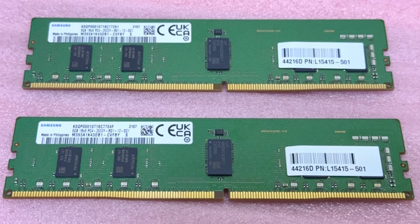 ■Samsung M393A1K43DB1-CVFBY 2枚セット - PC4-23466/DDR4-2933/PC4-2933Y ECC REG/Registered 288Pin DDR4 RDIMM 16GB(8GB x2) 動作品