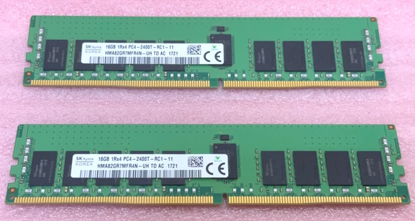 ○SK hynix HMA82GR7MFR4N-UH 2枚セット - PC4-19200/DDR4-2400/PC4-2400T ECC REG/Registered 288Pin DDR4 RDIMM 32GB(16GB x2) 動作品