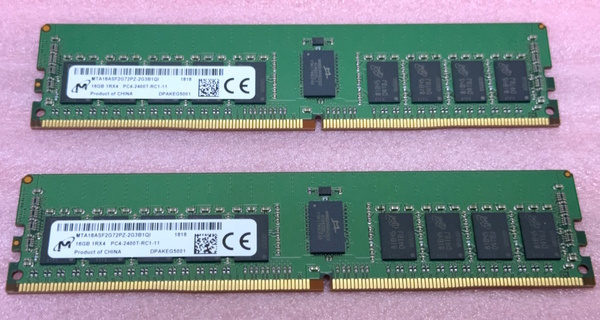 ∠Micron MTA18ASF2G72PZ-2G3B1 2枚セット - PC4-19200/DDR4-2400/PC4-2400T ECC REG/Registered 288Pin DDR4 RDIMM 32GB(16GB x2) 動作品