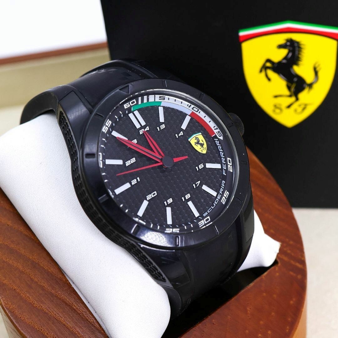 商*す様 フェラーリ　Ferrari　 自動巻き腕時計 ブラック　稼働品 Ferrari フェラーリ メンズ 腕時計 ブラック - メルカリ