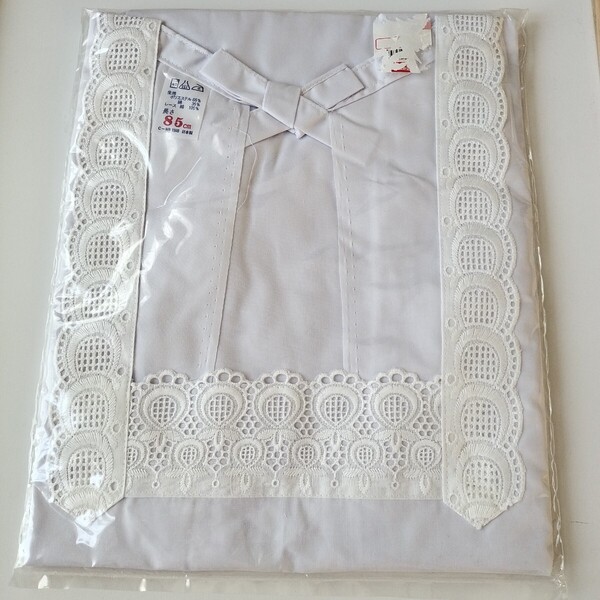 新品 未使用 和装 かっぽう着 割烹着 白 丈85cm おしゃれエプロン 昭和 レトロ レース 送料無料 匿名配送