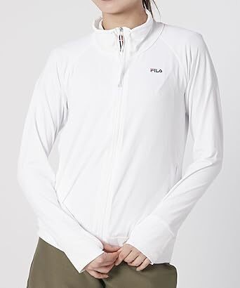 【Mサイズ】新品 FILA フィラ レディース ブロックメッシュUVウェア ラッシュガード 長袖 スポーツウエア 324673 白 ホワイト