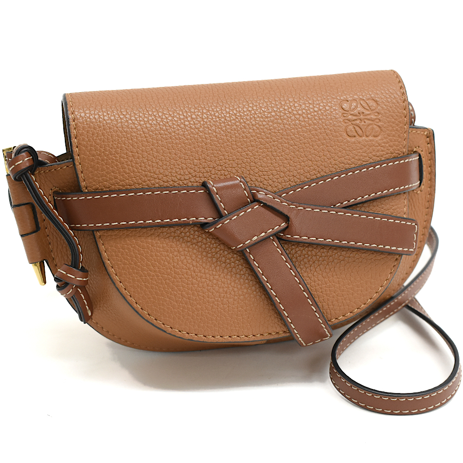 【Loewe】ゲートデュアル バッグ ミニ ブラウン・中古 LOEWE ロエベ ゲートデュアルバッグ・ミニ アンバー／ライト