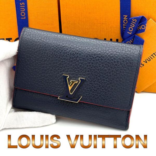 ☆美品☆Louis Vuitton ルイヴィトン 三つ折り財布 ポルトフォイユ カプシーヌコンパクト マリーヌルージュ メンズ レディース