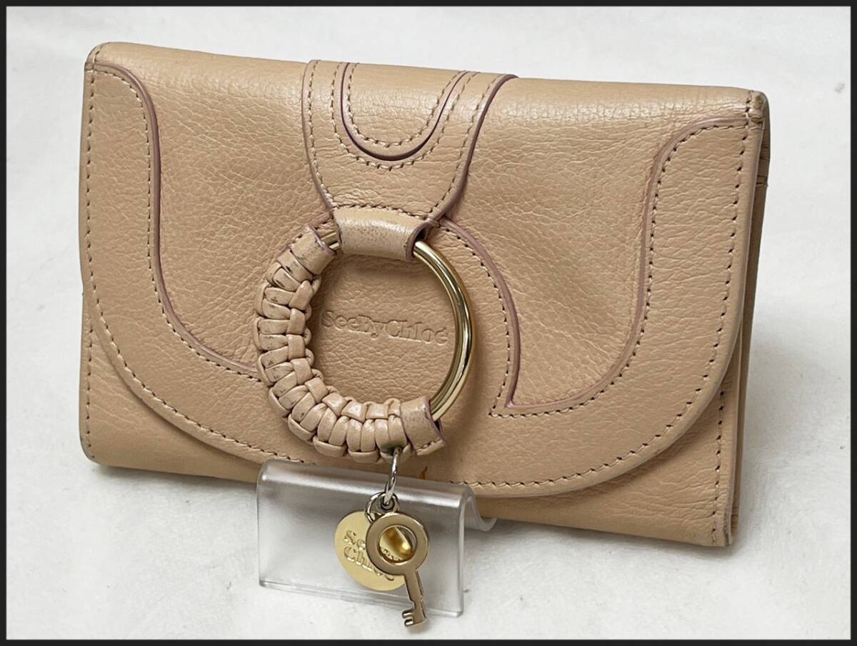 【美品】クロエ 01-21-68-65 レザー 三つ折り財布 クロエ Chloe Chloe 二つ折り財布 ALPHABET CHC22WP765F57