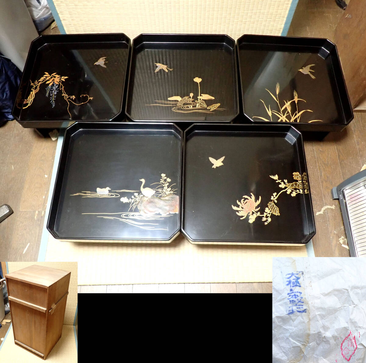 輪島塗 蒔絵 木製会席膳 五客 揃い 懐石道具 大阪尚美堂謹製 2025年最新】Yahoo!オークション -輪島塗 会席膳の中古品・新品