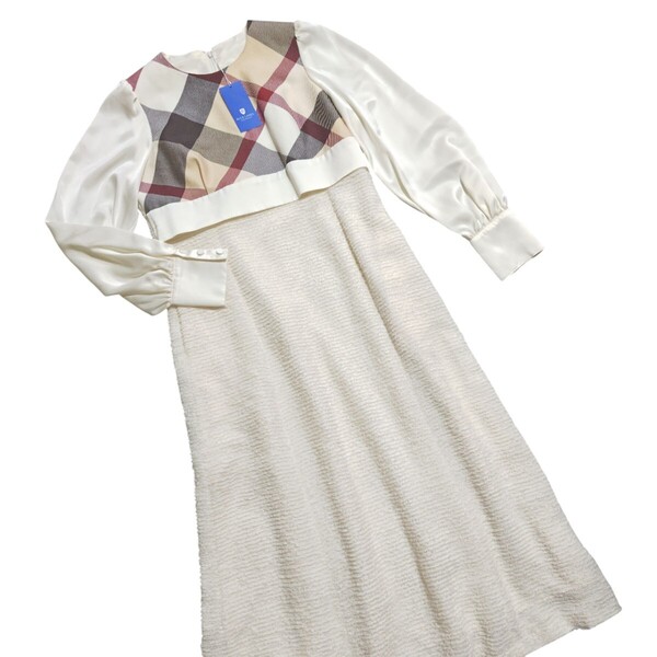 新品☆BLUE LABELブルーレーベル クレストブリッジ 長袖ロングワンピース☆通勤通学/秋ワンピ/ロングスカートチェック柄オフィスカジュアル