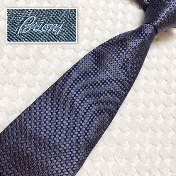Brioni ブリオーニ ネクタイ 縫い目柄 シルク100% イタリア製 ネイビー クラシコイタリア ビジネス