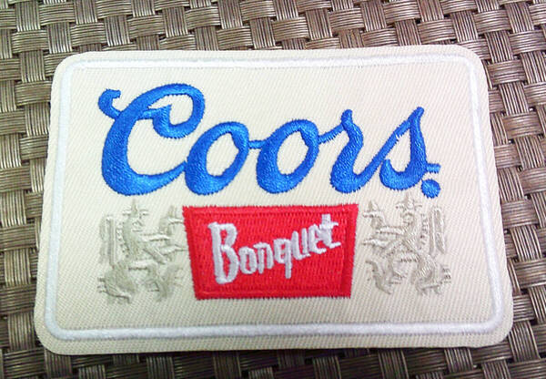 《薄砂Cr角丸四角》麦魂◆ クアーズ Coors ビール アメリカ BEER 刺繍ワッペン◇モータースポーツ レース◆激シブ《洋服・衣類・衣服DIY》