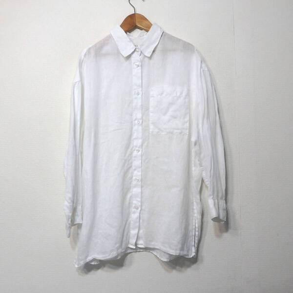 【送料無料】無印良品リネンシャツ/レディース XS-Sサイズ ゆったりめ 白 麻100%