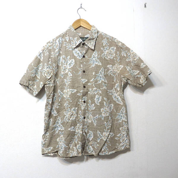 【送料無料】エディーバウアー半袖シャツ/Mサイズ 柄シャツ アロハシャツ コットン生地 色褪せあり Eddie Bauer