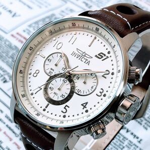 #3716【お洒落な文字盤】メンズ 腕時計 インビクタ Invicta クォーツ Quartz 動作良好 ベージュダイヤル インヴィクタ クロノグラフ 防水