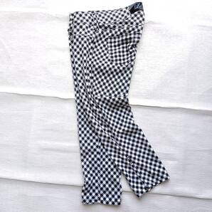 春夏 EDWIN SOMETHING LA DIVA サムシングラディーバ 極薄手 ストレッチ 膝丈七分丈スキニーパンツ M モノクロチェック 250622-02