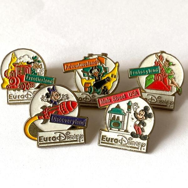 5種 フランス ヴィンテージ ピンバッジ ユーロ ディズニー DISNEY 90s コンプリートセット コレクション ピンズ 雑貨 エッソ esso