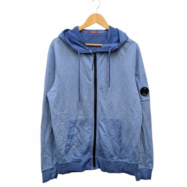 C.P.COMPANY Lens Zip Up Cotton Grey Hoodie シーピーカンパニー 染め ジップパーカー フーディ 04CMSS052A ブルー サイズ XL
