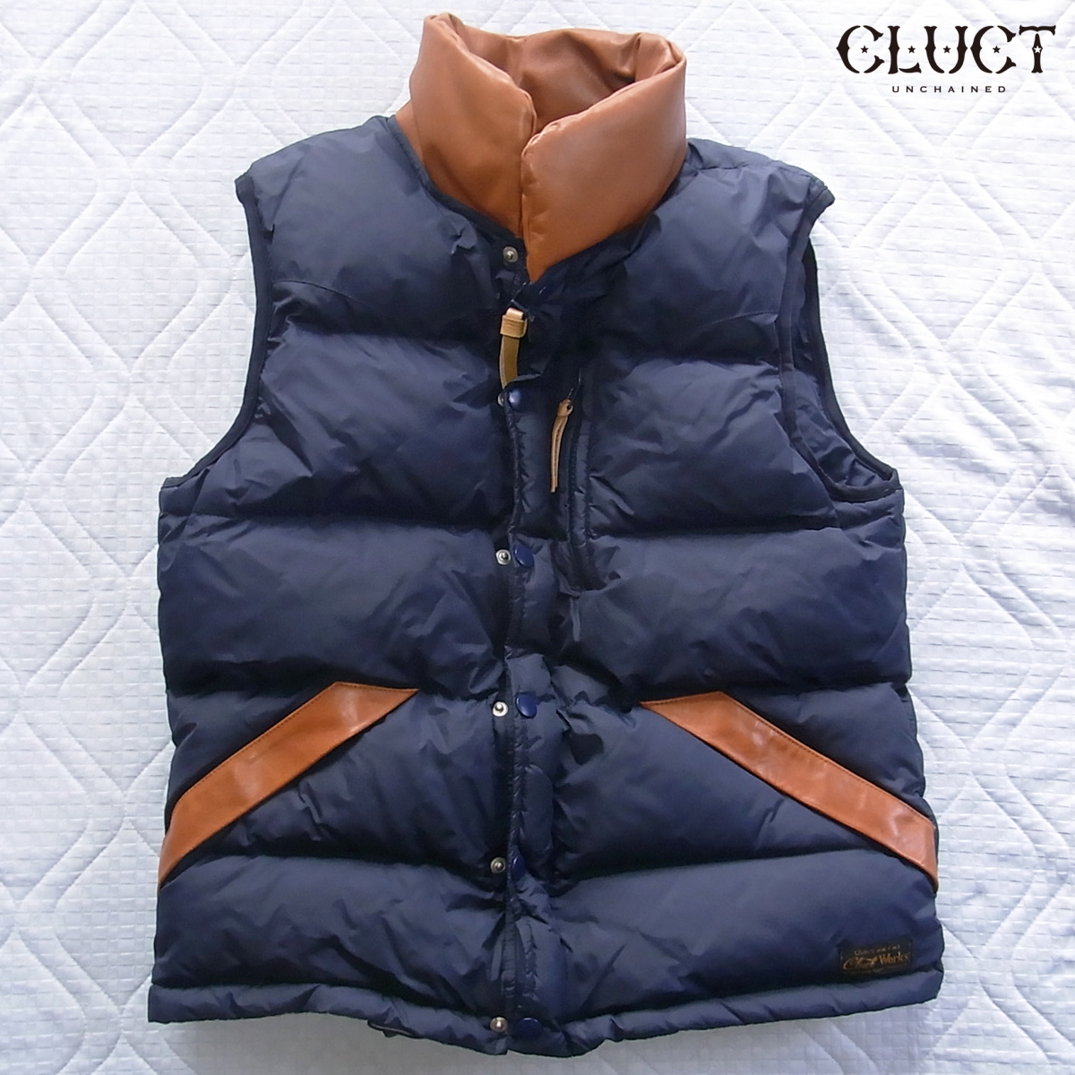 古着　レザー切り替えダウンベスト　ムートン襟ダウンベスト　中綿ベスト　カーキ 2025年最新】レザー ダウンベストの人気アイテム - メルカリ