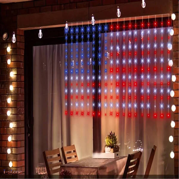 LEDイルミネーションライト ストリングライト アメリカ星条旗柄 Stars and Stripes US flag お洒落 インテリア USB給電 屋内 屋外 模様替え