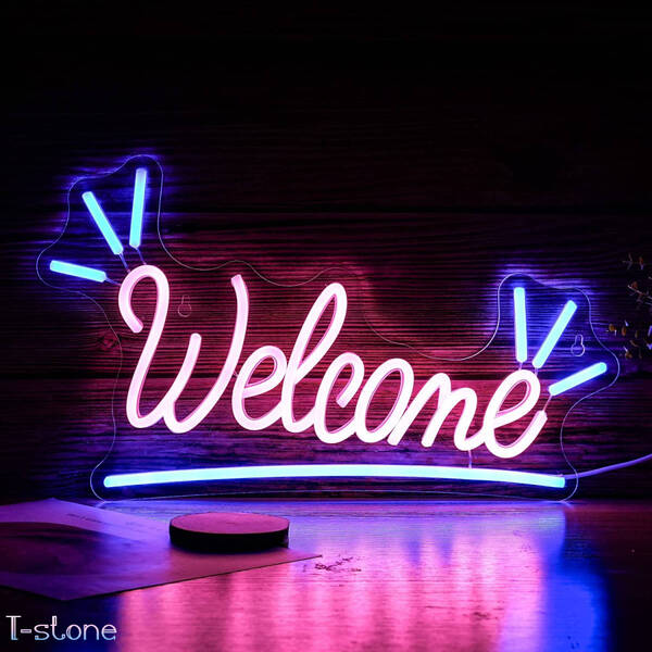 ネオンサイン ポップなWelcome LED看板 にぎやか お洒落 インテリア 存在感抜群 インパクト大 店内装飾 アメリカン 調光可能 雰囲気作り