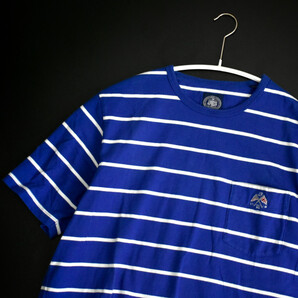 良品 J.press Jプレス ポケット Tシャツ カットソー 青×白 L メンズ