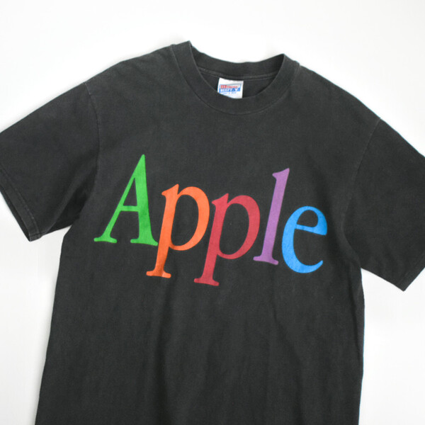 90s USA製 Apple アップル Tシャツ Mac 企業 レインボー vintage 古着