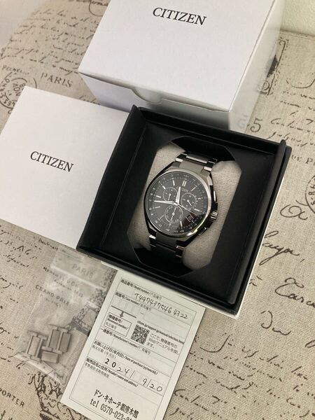 超美品! CITIZEN アテッサ チタニウム チタン メンズ クロノグラフ 2024年9月新品購入 フルコマ CB5040-80E